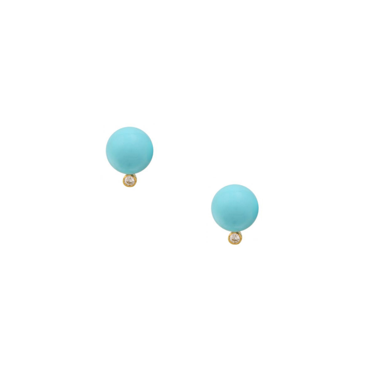 P Diamond Matte Concho earring with turquoise center stone
